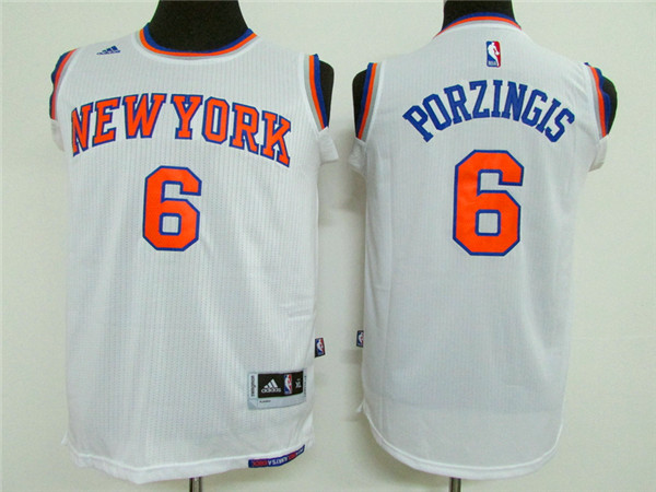 Adidas NBA New York Knicks Youth #6 Porzingis white Jerseys->->Youth Jersey